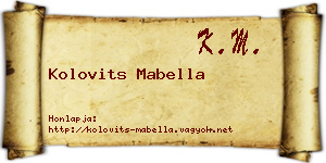 Kolovits Mabella névjegykártya